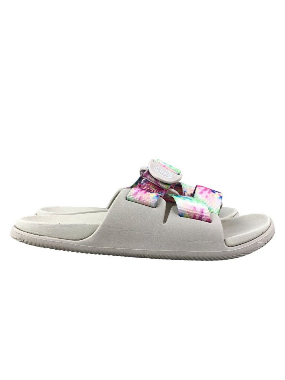 Chacos Women's Size 5 Chillos Pink Grey Tie Dye Open Toe Slip On Slides Sandals